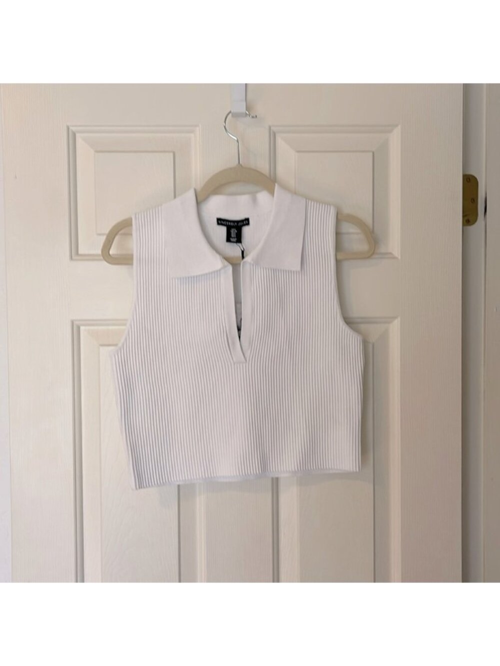 Ribbed White Crop Top S:L